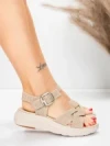 Sandale Dama cu Talpa Joasa 5GS37 BEIGE | MEI