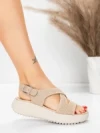 Sandale Dama cu Platforma 5GS38 BEIGE | MEI