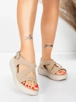 Sandale Dama cu Platforma 5GS38 BEIGE | MEI