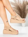 Sandale Dama cu Platforma 5GS56 BEIGE | MEI