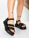 Sandale Dama cu Talpa Joasa 5HXS68 BLACK | MEI