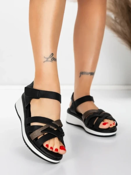 Sandale Dama cu Platforma 5GS59 BLACK | MEI