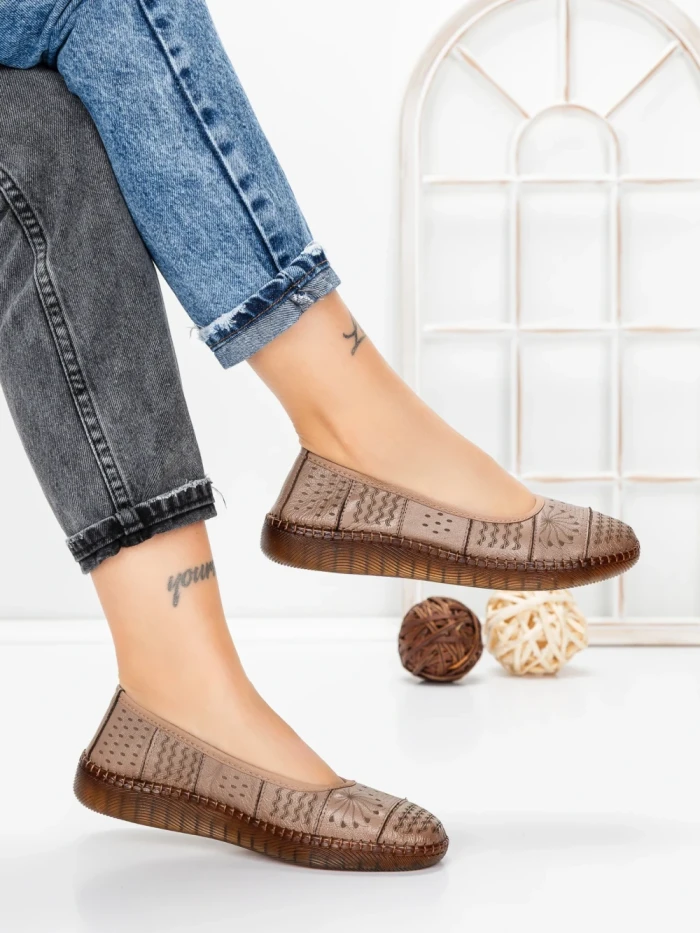 Balerini Dama din piele naturala 2211-2 APRICOT | BERLINER