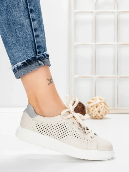 Pantofi Casual Dama din piele naturala KD87981 CREAM | BERLINER