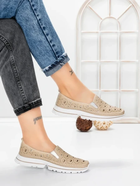 Balerini Dama din piele naturala K242-4 APRICOT | GALLOP