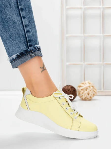 Pantofi Casual Dama din piele naturala K243-1 YELLOW | GALLOP