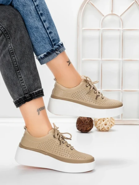 Pantofi Casual Dama din piele naturala K244-1 APRICOT | GALLOP