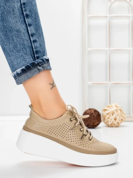 Pantofi Casual Dama din piele naturala K244-1 APRICOT | GALLOP