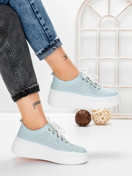 Pantofi Casual Dama din piele naturala K244-1 LIGHT BLUE | GALLOP