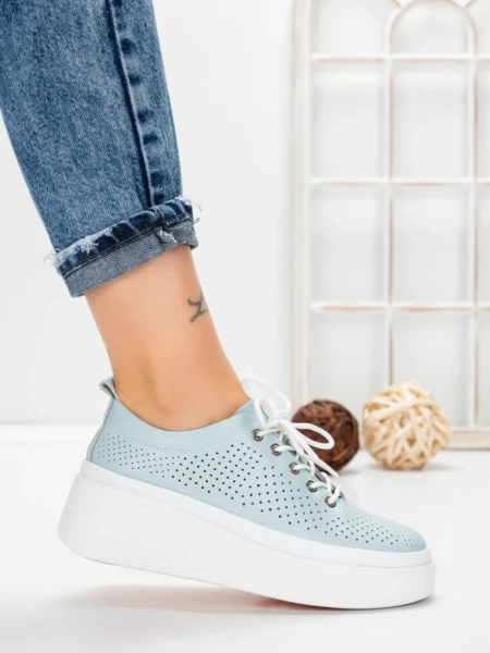 Pantofi Casual Dama din piele naturala K244-1 LIGHT BLUE | GALLOP