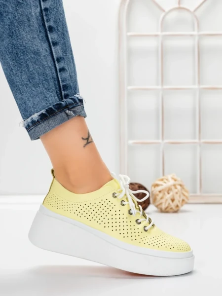 Pantofi Casual Dama din piele naturala K244-1 YELLOW | GALLOP