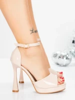 Sandale Dama cu Toc Subtire 5LO7 BEIGE | MEI