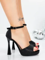 Sandale Dama cu Toc Subtire 5LO15 BLACK | MEI