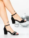 Sandale Dama cu Toc Gros 5XKK102 BLACK | MEI