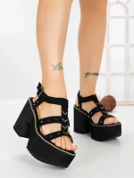 Sandale Dama cu Toc Gros si Platforma 20006N NEGRO | STEPS HIGHER