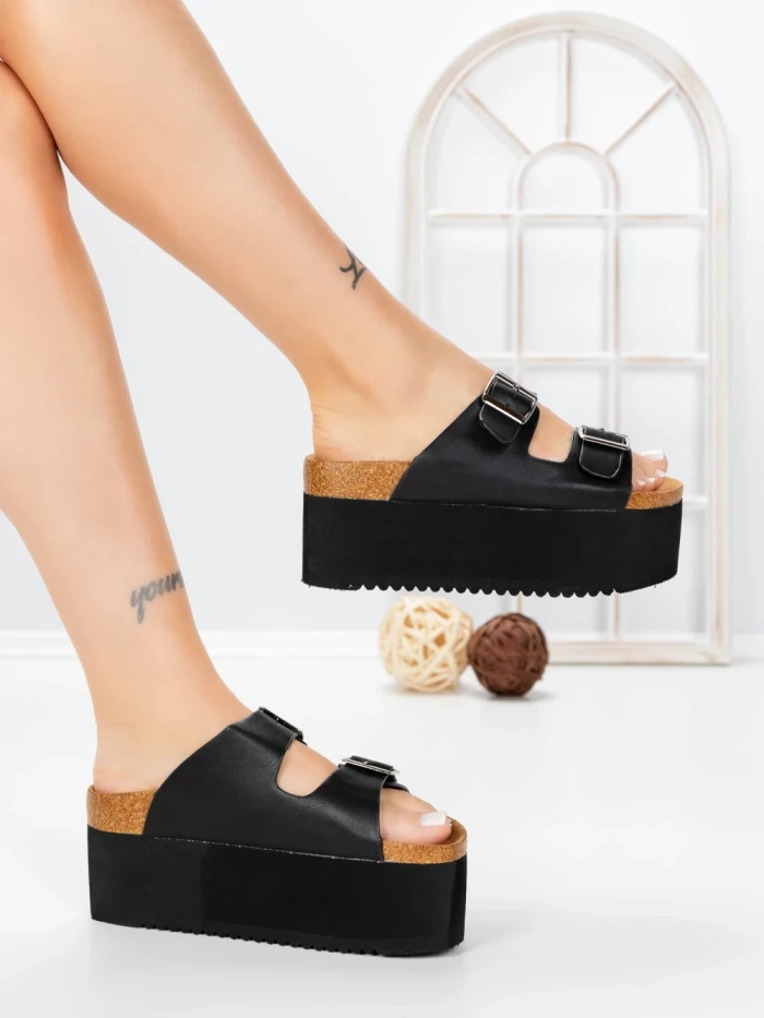 Papuci Dama cu Platforma 9548N NEGRO | STEPS HIGHER