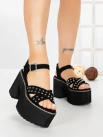 Sandale Dama cu Toc Gros si Platforma 20059N NEGRO | STEPS HIGHER