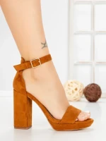 Sandale Dama cu Toc Gros 9289CA CAMEL | STEPS HIGHER