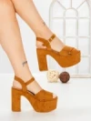Sandale Dama cu Toc Gros si Platforma 9218CA CAMEL | STEPS HIGHER