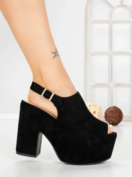 Sandale Dama cu Toc Gros si Platforma 8263N NEGRO | STEPS HIGHER