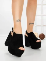 Sandale Dama cu Toc Gros si Platforma 8263N NEGRO | STEPS HIGHER