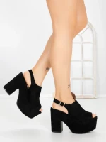 Sandale Dama cu Toc Gros si Platforma 8263N NEGRO | STEPS HIGHER