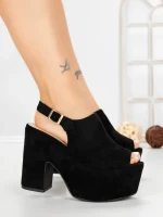 Sandale Dama cu Toc Gros si Platforma 8263N NEGRO | STEPS HIGHER