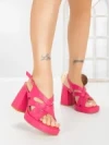 Sandale Dama cu Toc Gros si Platforma A30-98 FUCHSIA | FESTISIMO