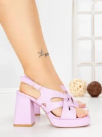 Sandale Dama cu Toc Gros si Platforma A30-98 PURPLE | FESTISIMO