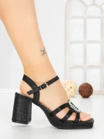 Sandale Dama cu Toc Gros F20-83 BLACK | FESTISIMO