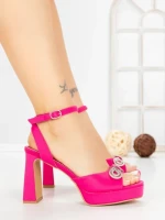 Sandale Dama cu Toc Gros W18-98 FUCHSIA | FESTISIMO