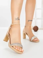 Sandale Dama cu Toc Gros W18-88 KHAKI | FESTISIMO