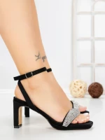 Sandale Dama cu Toc Gros W18-88 BLACK | FESTISIMO