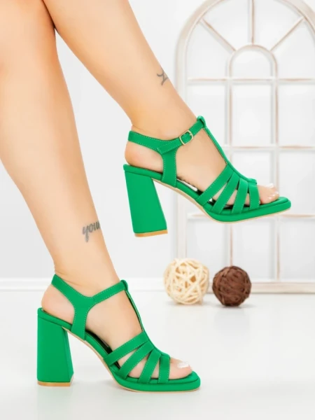 Sandale Dama cu Toc Gros G2433 GREEN | FESTISIMO
