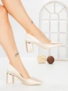 Pantofi cu Toc Gros G60-11 BEIGE | FESTISIMO