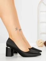 Pantofi cu Toc Gros G60-11 BLACK | FESTISIMO