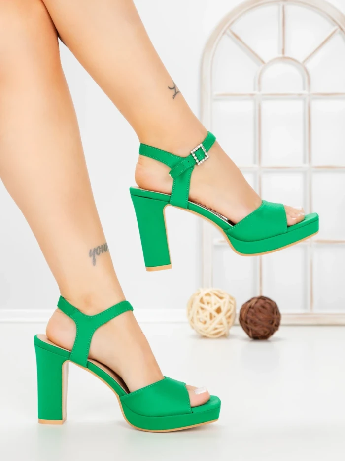 Sandale Dama cu Toc Gros JJ23-18 GREEN | FESTISIMO
