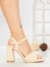 Sandale Dama cu Toc Gros G2432 BEIGE | FESTISIMO
