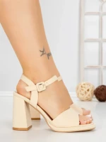 Sandale Dama cu Toc Gros G2432 BEIGE | FESTISIMO