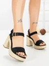 Sandale Dama cu Toc Gros si Platforma OP16-42 BLACK | CINK ME