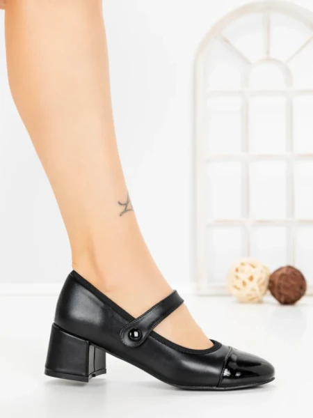 Pantofi cu Toc Gros VJ01-3 BLACK | CINK ME