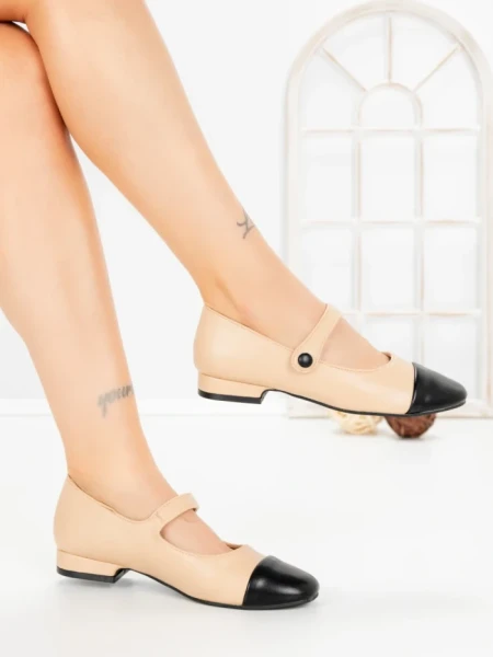 Pantofi cu Toc Gros VJ01-2 DARK BEIGE | CINK ME
