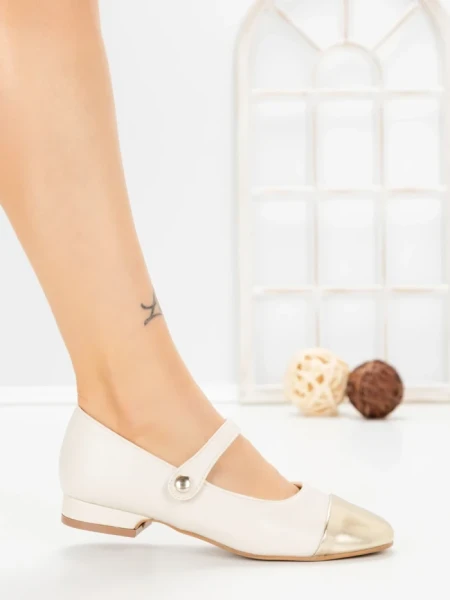 Pantofi cu Toc Gros VJ01-2 BEIGE | CINK ME