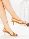 Sandale Dama cu Toc Subtire 8N37-40 CAMEL | CINK ME