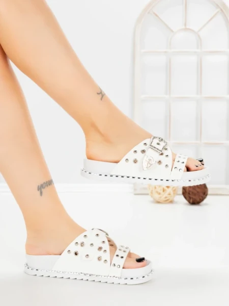 Papuci Dama cu Talpa Joasa 98-20 WHITE | VIVIRICH
