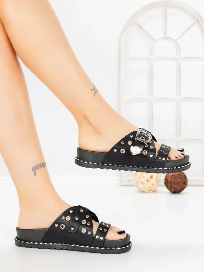 Papuci Dama cu Talpa Joasa 98-20 BLACK | VIVIRICH