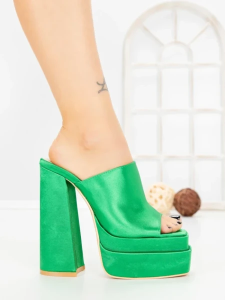 Papuci Dama cu Toc TOT-137 GREEN | L.DAY