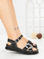 Sandale Dama cu Talpa Joasa F52 BLACK | L.DAY