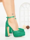 Pantofi cu Toc gros si Platforma LD-1167 GREEN | L.DAY