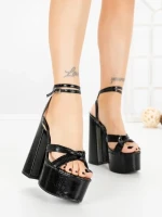 Sandale Dama cu Toc Gros si Platforma TOT-132 BLACK | L.DAY